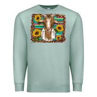 Seafoam goat daisy sunflowers leopard serape glitter Premium Sweatshirt - Artiststas