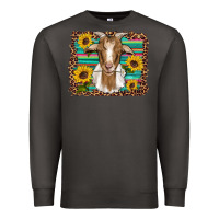 Smoke goat daisy sunflowers leopard serape glitter Premium Sweatshirt - Artiststas