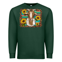 Sports Green goat daisy sunflowers leopard serape glitter Premium Sweatshirt - Artiststas