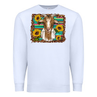 White goat daisy sunflowers leopard serape glitter Premium Sweatshirt - Artiststas