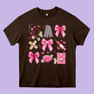 Coquette Bow Nurse Heavy Core Tee Designed By Artiststas