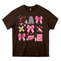 Chocolate Brown coquette bow nurse Heavy Core Tee - Artiststas