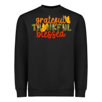 Black Fall Grateful Thankful Blessed Heavyweight Sweatshirt - LillyAllenDesigns