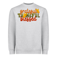 Heather Grey Fall Grateful Thankful Blessed Heavyweight Sweatshirt - LillyAllenDesigns