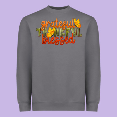 Fall Grateful Thankful Blessed Heavyweight Sweatshirt Designed By Lillyallendesigns