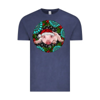 Vintage Denim Baby Pig Christmas Vintage Tee - RanaPortraitStore