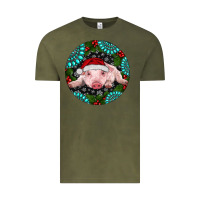 Vintage Olive Baby Pig Christmas Vintage Tee - RanaPortraitStore