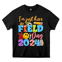 Black im just here for field day 2024 Heavy Core Tee - Artiststas