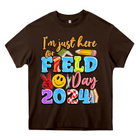 Chocolate Brown im just here for field day 2024 Heavy Core Tee - Artiststas