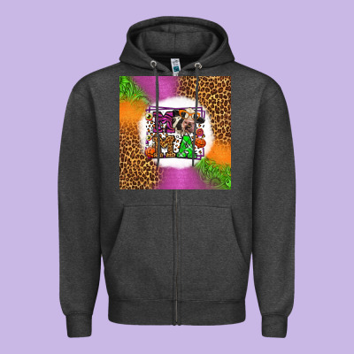 Halloween Cow Mama Zipper Hoodie Designed By Lillyallendesigns