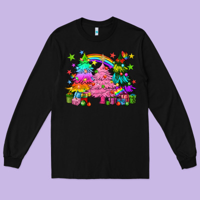Pride Christmas Trees Long Sleeve Tee Designed By Howdyjamesfarm