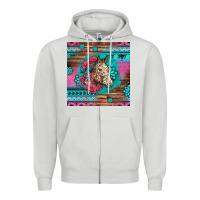Dove Grey floral horse Zipper Hoodie - LillyAllenDesigns