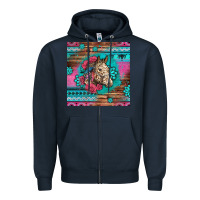 Navy floral horse Zipper Hoodie - LillyAllenDesigns