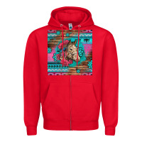 Red floral horse Zipper Hoodie - LillyAllenDesigns
