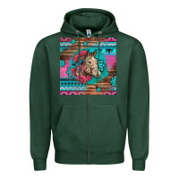 Sports Green floral horse Zipper Hoodie - LillyAllenDesigns