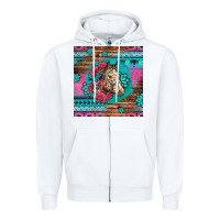 White floral horse Zipper Hoodie - LillyAllenDesigns