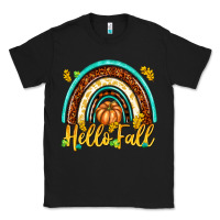 Black Hello Fall with Rainbow Classic Tee - texasbilliewilder