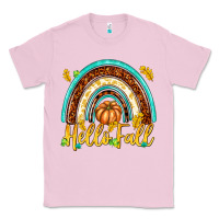 Bubblegum Pink Hello Fall with Rainbow Classic Tee - texasbilliewilder