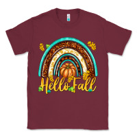 Burgundy Hello Fall with Rainbow Classic Tee - texasbilliewilder