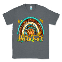 Charcoal Heather Hello Fall with Rainbow Classic Tee - texasbilliewilder