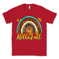 Red Hello Fall with Rainbow Classic Tee - texasbilliewilder