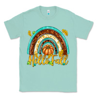 Seafoam Hello Fall with Rainbow Classic Tee - texasbilliewilder