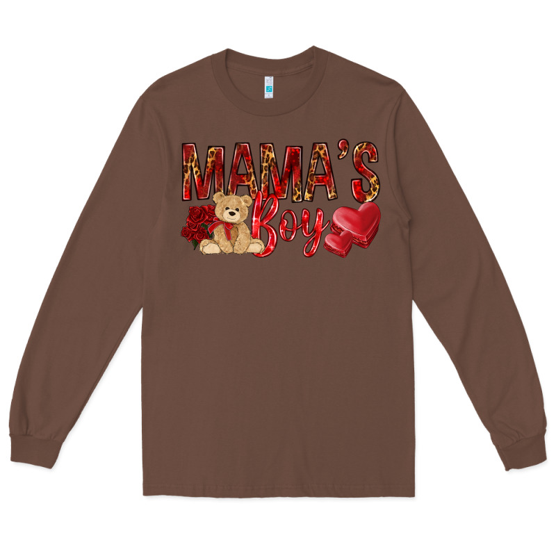 Mamas Boy With Leopard Mother's Day Long Sleeve Tee by HowdyJamesFarm | Teevron