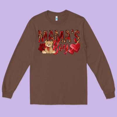 Mamas Boy With Leopard Mother's Day Long Sleeve Tee Designed By Howdyjamesfarm