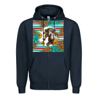 Navy western mustang horse Zipper Hoodie - LillyAllenDesigns