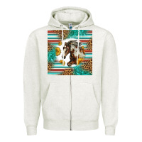 Oatmeal Heather western mustang horse Zipper Hoodie - LillyAllenDesigns