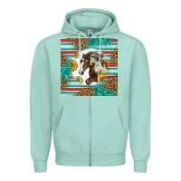 Seafoam western mustang horse Zipper Hoodie - LillyAllenDesigns