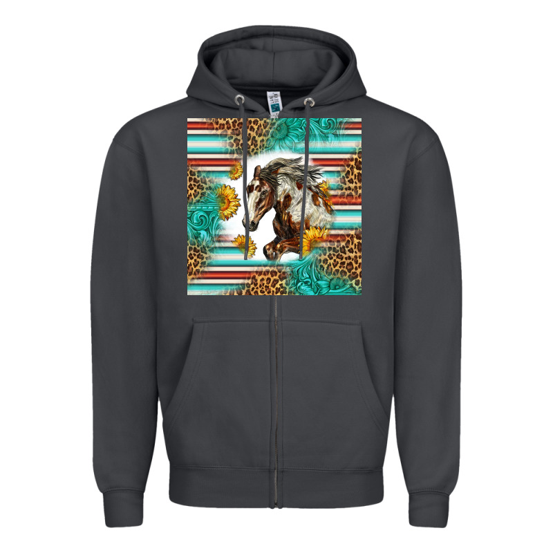 Western Mustang Horse Zipper Hoodie by LillyAllenDesigns | Teevron
