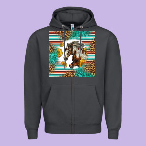 Western Mustang Horse Zipper Hoodie Designed By Lillyallendesigns