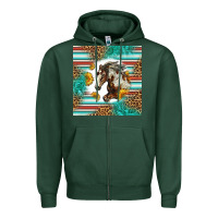 Sports Green western mustang horse Zipper Hoodie - LillyAllenDesigns