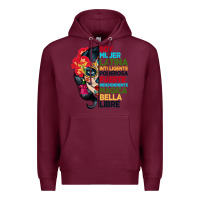 Burgundy sugar skull women hispanic heritage month Premium Hoodie - BundleAndBundleShop