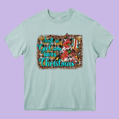 Just A Girl Who Loves Christmas Heavy Core Tee Designed By Jahusdesignshop