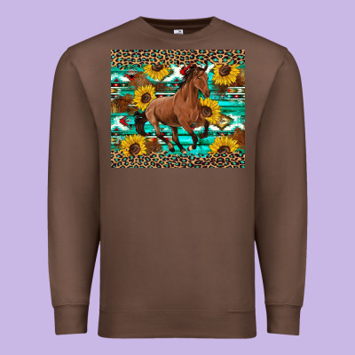 Western Horse Sunflowers Premium Sweatshirt Designed By Artiststas
