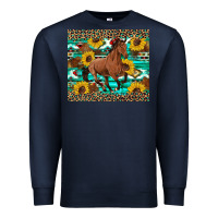 Navy western horse sunflowers Premium Sweatshirt - Artiststas