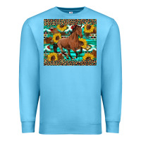 Ocean Blue western horse sunflowers Premium Sweatshirt - Artiststas