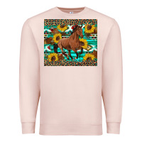 Pale Pink western horse sunflowers Premium Sweatshirt - Artiststas