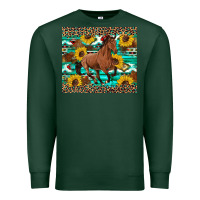 Sports Green western horse sunflowers Premium Sweatshirt - Artiststas