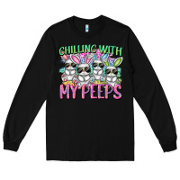 Black Chilling with my peeps Easter bunnies Long Sleeve Tee - CowGirlArtShop