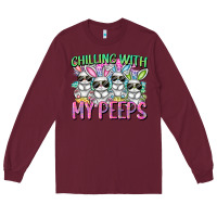 Burgundy Chilling with my peeps Easter bunnies Long Sleeve Tee - CowGirlArtShop