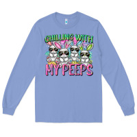 Colony Blue Chilling with my peeps Easter bunnies Long Sleeve Tee - CowGirlArtShop