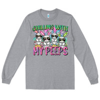 Heather Grey Chilling with my peeps Easter bunnies Long Sleeve Tee - CowGirlArtShop