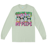 Matcha Chilling with my peeps Easter bunnies Long Sleeve Tee - CowGirlArtShop