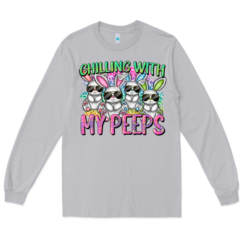 Chilling With My Peeps Easter Bunnies Long Sleeve Tee by CowGirlArtShop | Teevron