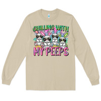 Mushroom Chilling with my peeps Easter bunnies Long Sleeve Tee - CowGirlArtShop