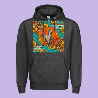 Western Percheron Horse Zipper Hoodie Designed By Lillyallendesigns