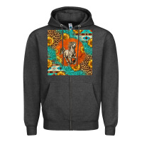Charcoal Heather western percheron horse Zipper Hoodie - LillyAllenDesigns